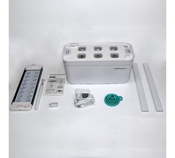Гидропонная установка с фитолампой HobbyFarm Mini 6 ячеек DQ6200-LB-6