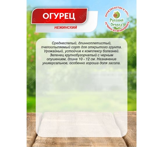 Семена РУССКИЙ ОГОРОД Огурец Нежинский 1 г 411240