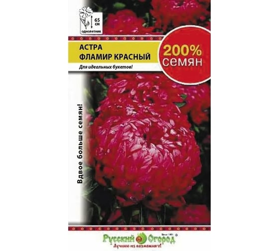 Семена РУССКИЙ ОГОРОД Цветы Астра Фламир Красный 200% 0.5 г 711584 1