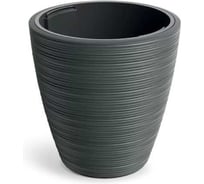 Кашпо пластик с вкладышем Ola Dom Vena Round d39см h40см 20/33л тем. серый 073541