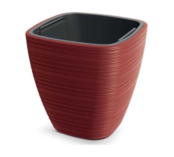 Кашпо пластик с вкладышем Ola Dom Vena Square d29х29см h29см 8/15л красный 073548 1