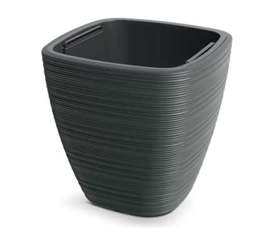 Кашпо пластик с вкладышем Ola Dom Vena Square d29х29см h29см 8/15л тем. серый 073549 1