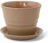 Горшок с поддоном Сады Аурики Колибри керамика, глянец капучино, d10.5см, h7см 073729