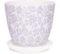 Кашпо керамика с поддоном Сады Аурики Гобелен белый крокус, d-11.7см, h-11см, 0.7л 059517