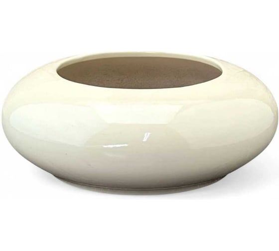 Кашпо Сады Аурики глянец, керамика, оазис бежевый, d20см, h7.5см, 073910 1