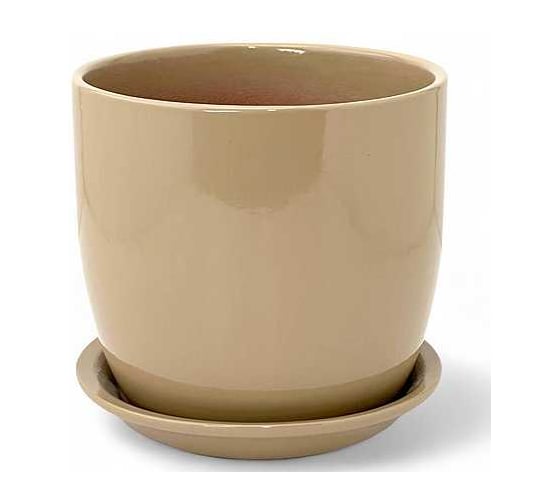 Горшок с поддоном Сады Аурики керамика, глянец, Верона капучино, d15см, h15см, 073989 1