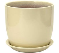 Горшок с поддоном Сады Аурики керамика, глянец, Верона бежевый, d11см, h11см, 073796