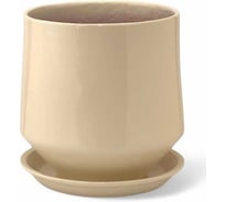 Горшок с поддоном Сады Аурики керамика, глянец, Виктория бежевый, d13см, h16см, 073993