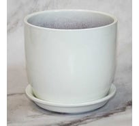Горшок с поддоном Сады Аурики керамика, глянец, Верона белый, d15см, h15см, 073988