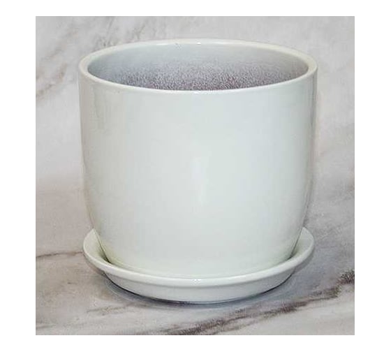 Горшок с поддоном Сады Аурики керамика, глянец, Верона белый, d15см, h15см, 073988 1