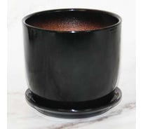 Горшок с поддоном Сады Аурики керамика, глянец, Верона черный, d15см, h15см, 073801