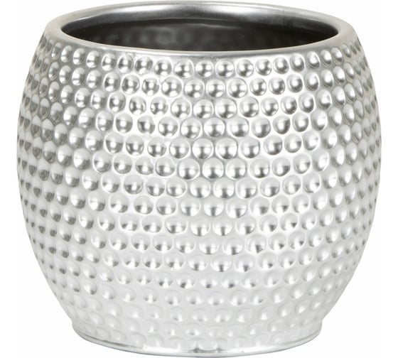 Круглое керамическое кашпо Scheurich 732 Platinum Silver диам. 15 см, серебро 059081