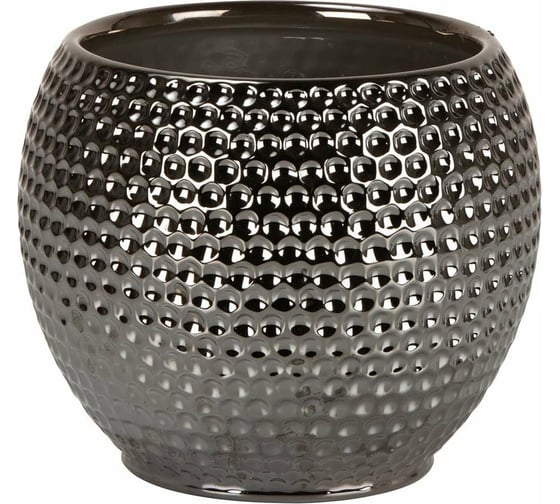 Круглое керамическое кашпо Scheurich 732 Titanium Silver диам. 11 см, серебро 059082