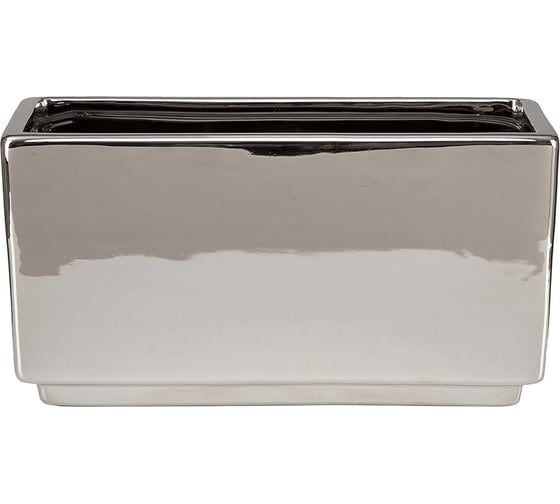 Керамическое прямоугольное кашпо Scheurich 494 Mirror Silver 25 см, зеркальное серебро 058277 1