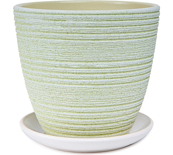 Горшок Сады Аурики керамика с поддоном Халва св.зеленый крокус d-20,8см h20см 060441 1