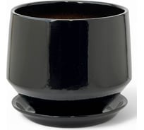 Горшок с поддоном Сады Аурики керамика глянец Диана черный d18см h18см 073810