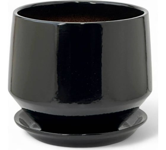 Горшок с поддоном Сады Аурики керамика глянец Диана черный d18см h18см 073810 1
