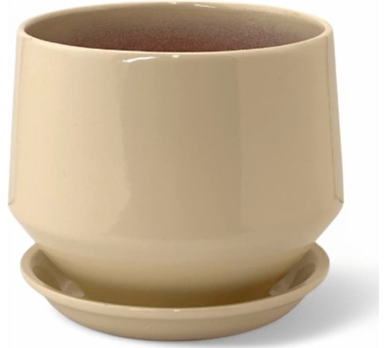 Горшок с поддоном Сады Аурики керамика глянец Диана бежевый d13см h13см 073804 1