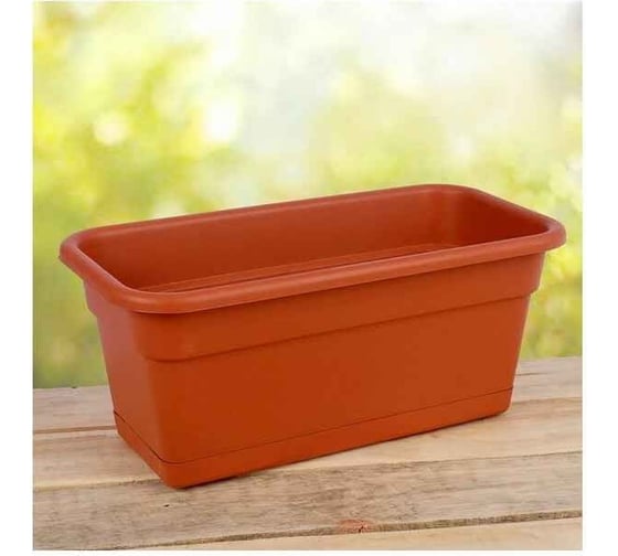 Балконное кашпо с поддоном Darel Plastic 5 0140 ДАР 40х20х17 см, 8 л, терракотовое 015167