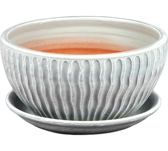 Горшок Сады Аурики МАНЕ плошка 2 12 см, 2.8 л, белый/серый 057953 1