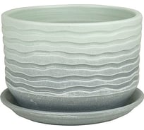 Горшок с поддоном Сады Аурики ЗЕФИР плошка мятный/серый, 22 см 061614