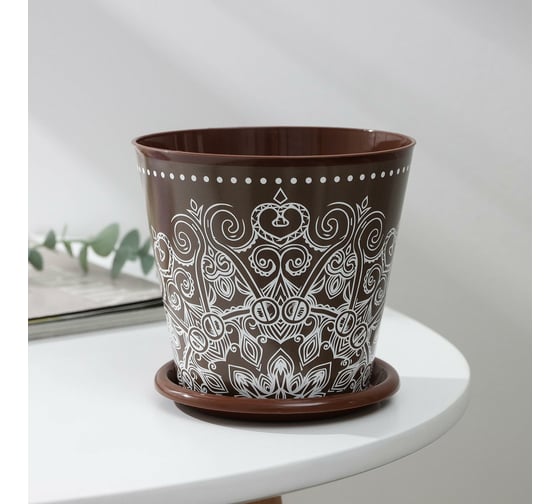 Горшок для цветов Доляна Кракле 0.8 л, коричневый 7306168 1