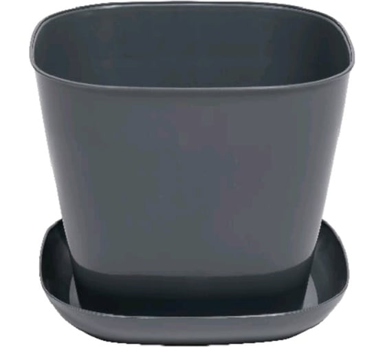 Кашпо квадратное Violet 2.5л, с поддоном, набор 2 шт, серый N-3825/2-18 1