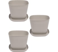 Кашпо квадратное Violet 5,0л с поддоном набор 3 шт агат N-3850/3-09