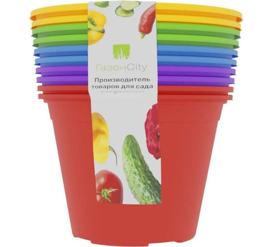 Набор горшков ГазонCity Color 9x6.8 см, 10 шт., разноцвет 83665695