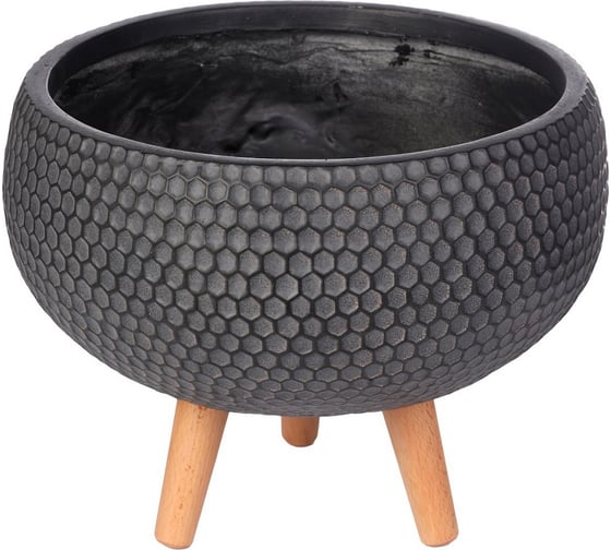 Напольное кашпо на ножках IDEALIST Lite Ханни Чаша, 36.5х29 см, 15.9 л HON-BLK-36