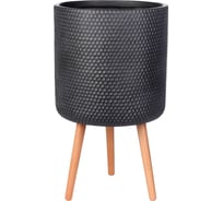 Напольное кашпо на ножках IDEALIST Lite Ханни Круглое, 37х65 см, 39.4 л HON-CLNDR-BLK-37