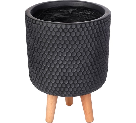 Напольное кашпо на ножках IDEALIST Lite Ханни Круглое, 25х34 см, 9.1 л HON-CLNDR-BLK-25
