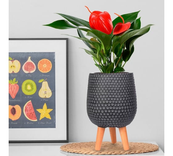 Напольное кашпо на ножках IDEALIST Lite Ханни Ваза, 22х34 см, 6.9 л HON-VASE-BLK-22