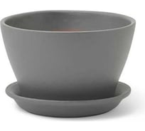 Горшок Сады Аурики с поддоном, керамика, беллита матовый серый, d 12 см, h 10 см 073728