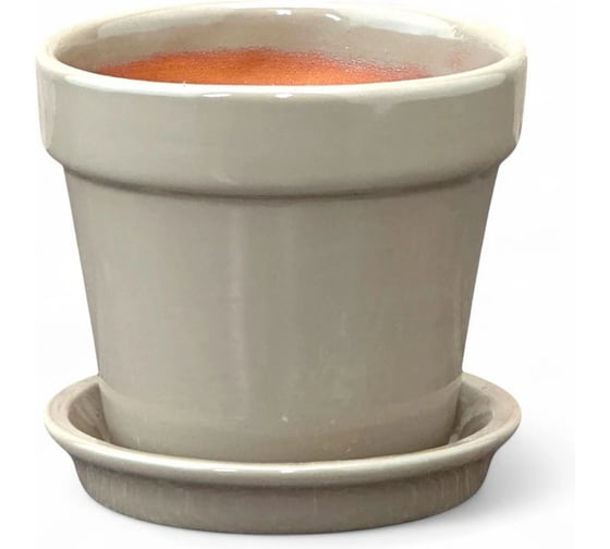 Горшок Сады Аурики с поддоном, керамика, конус глянец капучино, d 7.5 см, h 7 см 073731 1