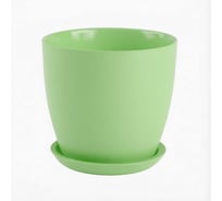 Горшок с поддоном ЭЛЕТЕХ  _93-123 Джина 4 прозрачный, крашенный, салат._es_ 4840157507_