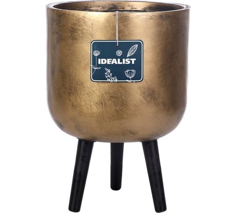 Напольное кашпо на ножках IDEALIST Lite Конкрит 30х43 см, 16 л SMT-RND-30-GLD