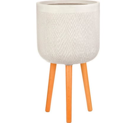 Напольное кашпо на ножках IDEALIST Lite Лотус высокое, круглое, 37х66 см, 30.8 л WMESHR37-AW