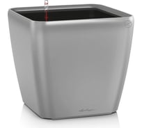 Напольное кашпо с системой полива и съемным горшком Lechuza Quadro 43 LS серебряное 16188