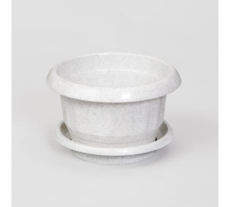 Цветочный горшок с поддоном ПАО Завод Буревестник 1 л, белый мрамор 70196