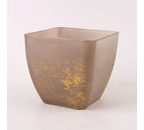 Кашпо ЭЛЕТЕХ Бетти, прозрачное, круглое, бежевое, матовое, с золотым металликом, Ø 175×h 160 мм 4840163101