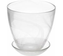 Горшок ЭЛЕТЕХ с поддоном №2, прозрачный, круглый, белый, матовый 4840162512