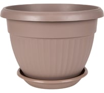 Горшок для цветов Аласта Флора, D20, 2.6 л, фраппе с поддоном, набор 3 штуки 5PL0270