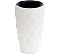 Кашпо ЗПИ Альтернатива Флэйм, 24 л, со вставкой 5 л, белый М8883