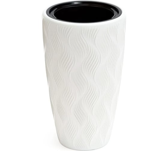 Кашпо ЗПИ Альтернатива Флэйм, 24 л, со вставкой 5 л, белый М8883 1