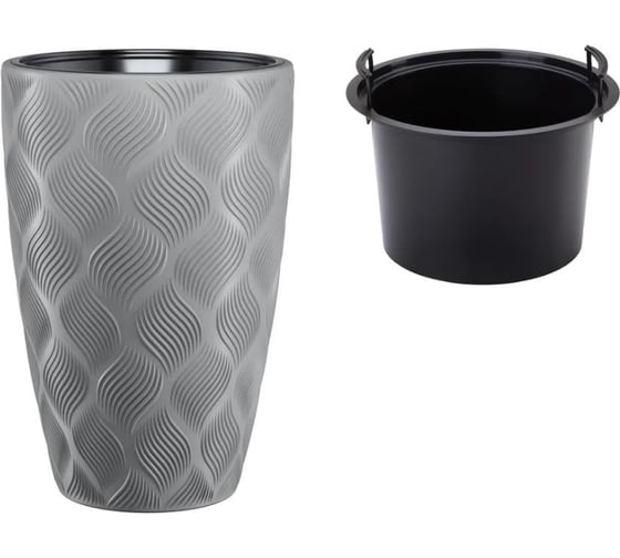 Кашпо с вкладышем FormPlastic 4720 040 Flow Slim 29х48 см, 24/5.5 л, платина 065240