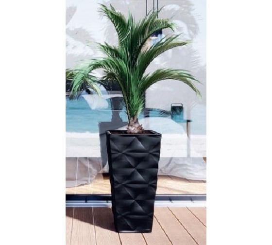 Кашпо с вкладышем FormPlastic 4670 084 Diva SLIM квадратное, 29х56 см, 32.8/7.5 л, черное 065202 1