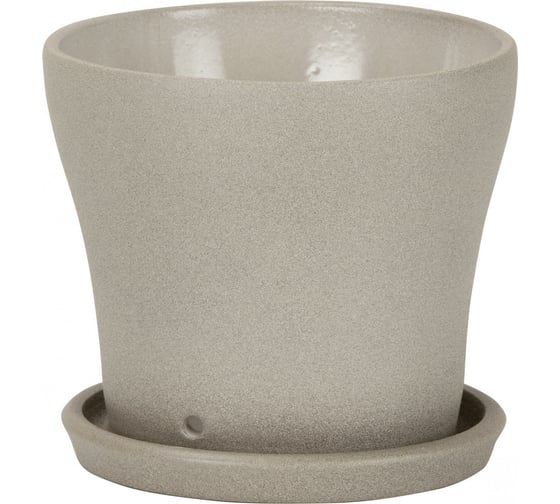 Кашпо с прикрепленным поддоном Scheurich 108 Taupe Stone керамика, диам. 13 см, серо-коричневое 059003 1