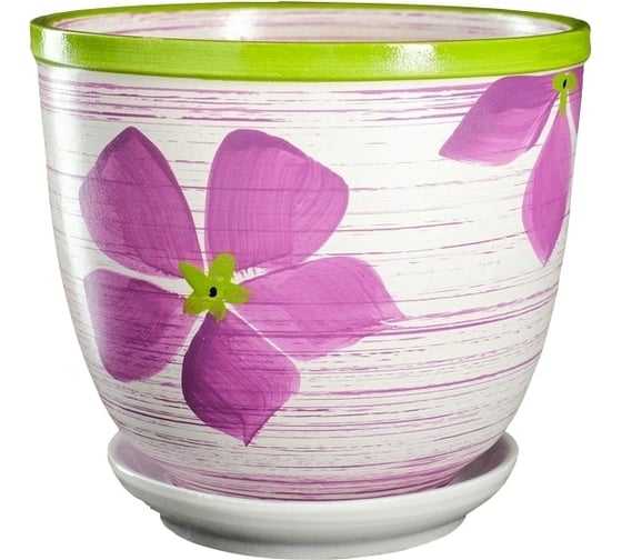 Цветочный горшок с поддоном СИМАЛЕНД Поляна 1.8 л 7532847 1