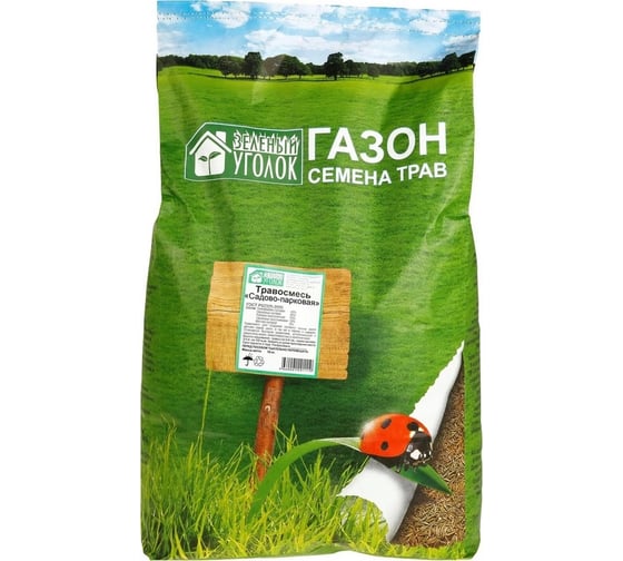 Семена газона Зеленый уголок травосмесь Садово-парковая, 10 кг 4660001291072